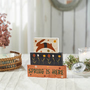 Spring In Bloom Spring Is Here Bunny Leap w/ Flowers Block Sign Set of 3 Sizes