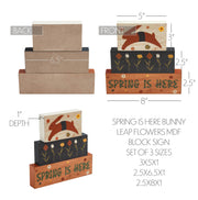 Spring In Bloom Spring Is Here Bunny Leap w/ Flowers Block Sign Set of 3 Sizes