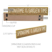 Spring In Bloom Springtime is Garden Time Khaki Sign 3x14x0.75