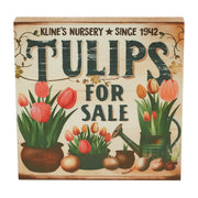 Spring In Bloom Tulips For Sale Block Sign 8x8x1