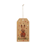 Spring In Bloom Bunny In Vest Tag Ornament w/ Twine 7x3.75x0.5