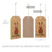 Spring In Bloom Bunny In Vest Tag Ornament w/ Twine 7x3.75x0.5