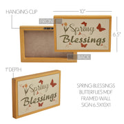 Spring In Bloom Spring Blessings w/ Butterflies Framed Wall Sign 6.5x10x1