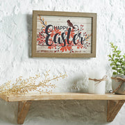Spring In Bloom Happy Easter Floral w/ Songbird Wall Sign 8x12x0.5
