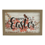 Spring In Bloom Happy Easter Floral w/ Songbird Wall Sign 8x12x0.5