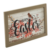 Spring In Bloom Happy Easter Floral w/ Songbird Wall Sign 8x12x0.5