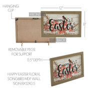 Spring In Bloom Happy Easter Floral w/ Songbird Wall Sign 8x12x0.5