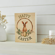 Spring In Bloom Happy Easter Bunny & Eggs In Wreath Wall Sign 10x8x1