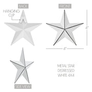 Metal Star White Distressed 4x4