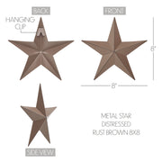 Metal Star Rust Brown Distressed 8x8