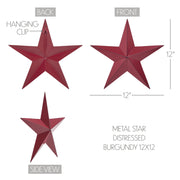 Metal Star Burgundy Distressed 12x12