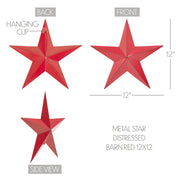 Metal Star Barn Red Distressed 12x12