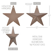 Metal Star w/ Pocket Rust Brown Distressed 12x12
