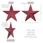 Metal Star w/ Pocket Burgundy Distressed 12x12