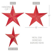 Metal Star Barn Red Distressed 18x18