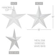Metal Star White Distressed 18x18