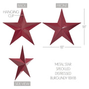 Metal Star Speckled Burgundy Distressed 18x18