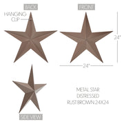 Metal Star Rust Brown Distressed 24x24