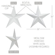 Metal Star White Distressed 36x36