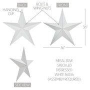 Metal Star Speckled White Distressed 36x36