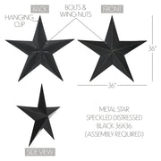 Metal Star Speckled Black Distressed 36x36