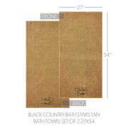 Black Country Bath Stars Tan Bath Towel Set of 2 27x54