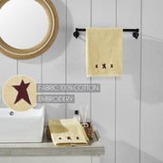 Burgundy Prim Stars Creme Hand Towel Set of 2 16x26
