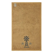 Black Windmill & Stars Tan Hand Towel Set of 2 16x26