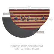 Patriotic Stripes Coir Welcome Rug Half Circle 16.5x33