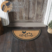Down Home Hen & Chicks Coir Welcome Rug Half Circle 16.5x33
