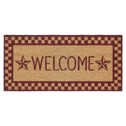 Burgundy Check Stars Coir Welcome Rug Rect 17x36