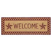 Burgundy Check Stars Coir Welcome Rug Rect 17x48