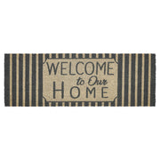 Welcome To Our Home Charcoal Stripes Coir Rug Rect 17x48