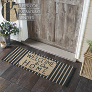 Welcome To Our Home Charcoal Stripes Coir Rug Rect 17x48