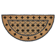 Charleston Mosaic Black Grey Coir Rug Half Circle 16.5x33
