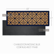 Charleston Mosaic Blue Coir Rug Rect 17x48
