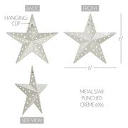 Metal Star Punched Creme 6x6