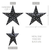 Metal Star Punched Black 6x6