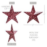 Metal Star Punched Burgundy 6x6