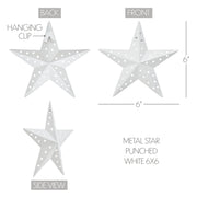 Metal Star Punched White 6x6
