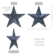 Metal Star Punched Navy 6x6