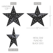 Metal Star Punched Black 12x12
