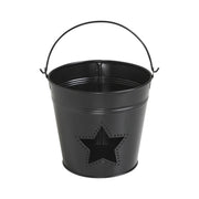 Metal Bucket w/ Star Cutout Black 6x6.5x5