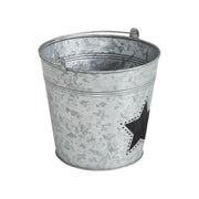 Metal Bucket w/ Star Cutout Galvanized 6x6.5x5