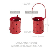 Starry Night Red Metal Candle Holder 3.75x3x3
