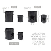 Patriotic Star Black Metal Candle Holder Set of 2 - 5.5/3.5 inch