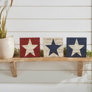 RWB Star Block Signs Set of 3 5x5x1