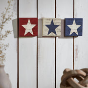RWB Star Block Signs Set of 3 5x5x1