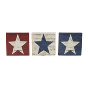 RWB Star Block Signs Set of 3 5x5x1