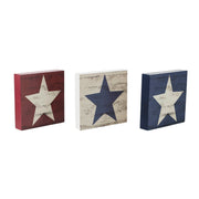 RWB Star Block Signs Set of 3 5x5x1
